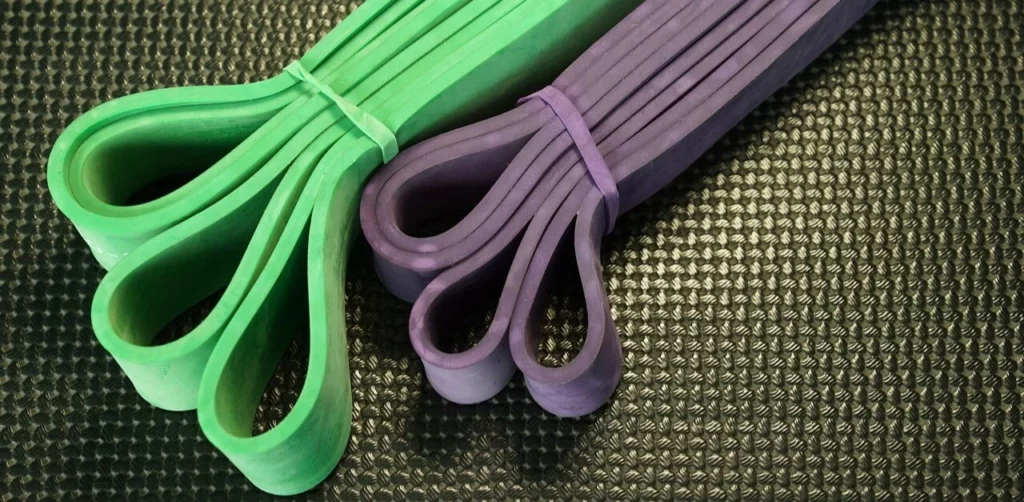 Close up of resistance bands for training